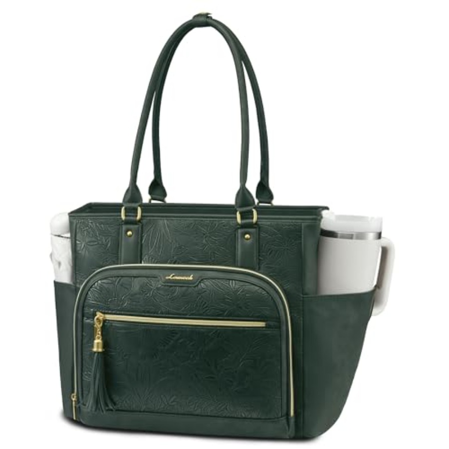 Leather Work Bag - Laptop Tote Bag for Women With