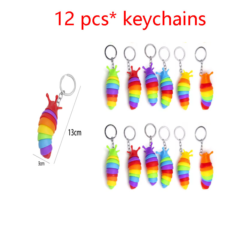Leatherwork Ruler - 12Pcs Rainbow Slug Caterpillar Mini Key