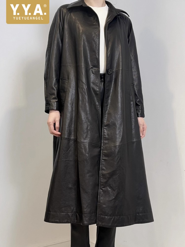 Leather Work Jacket Women'S - Designer Women Sheepskin Genuine Leather Long