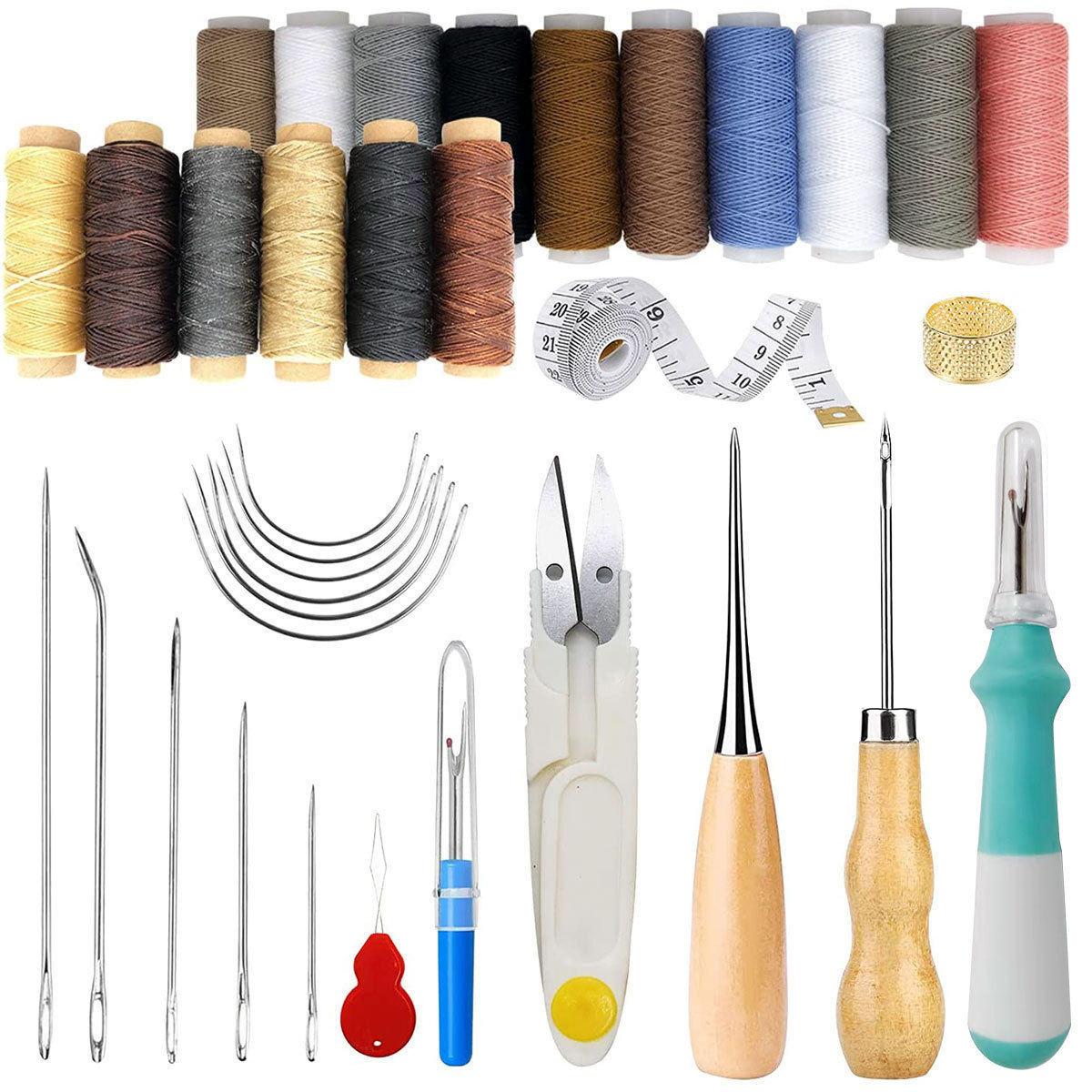 Beginner Leatherwork Kit - 34-Piece Leather Craft Tools Kit –