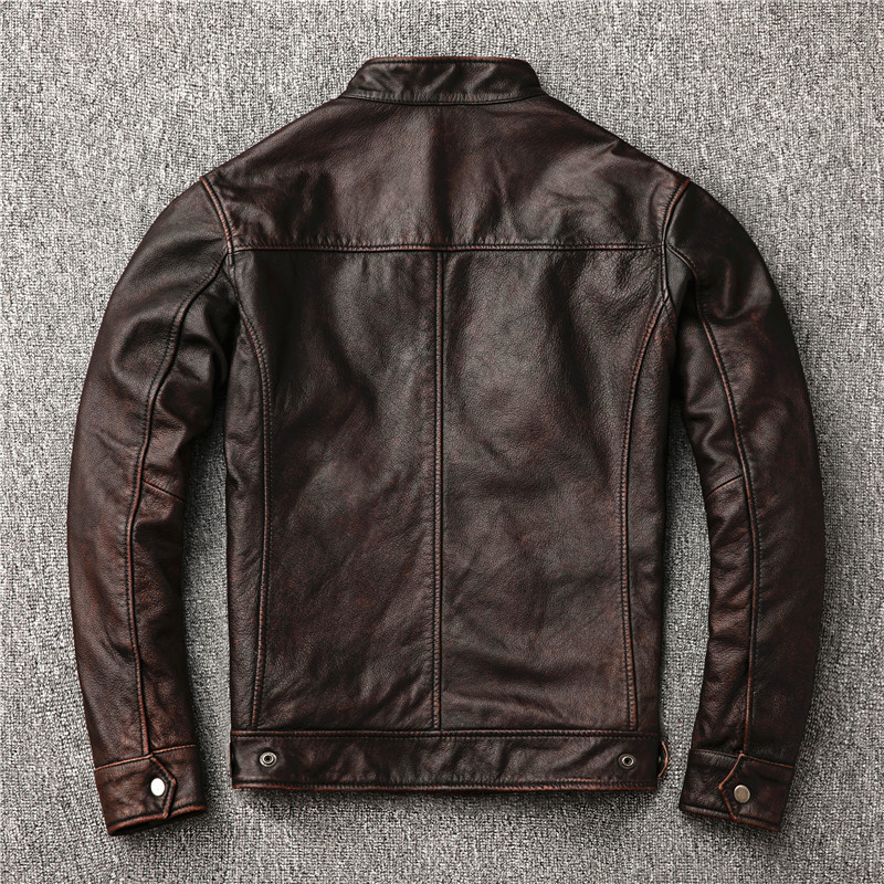 Ami Khaki Men's Distressed Lea - Leather Work Jacket 评论和价格