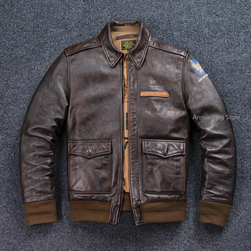 Bomber A-2 Style Genuine Leath - Leather Work Jacket 评论和价格
