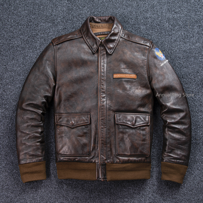 Bomber A-2 Style Genuine Leath - Leather Work Jacket 评论和价格