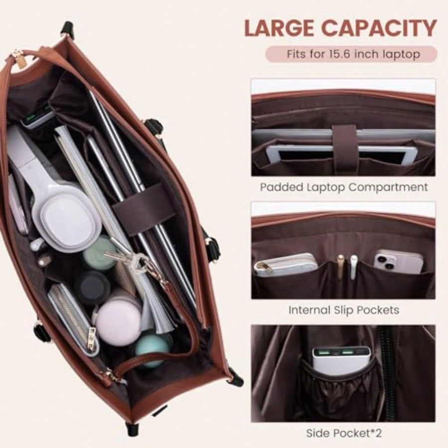 Laptop Bag For Women 15.6 Lnch - Leather Work Bag 评论和价格