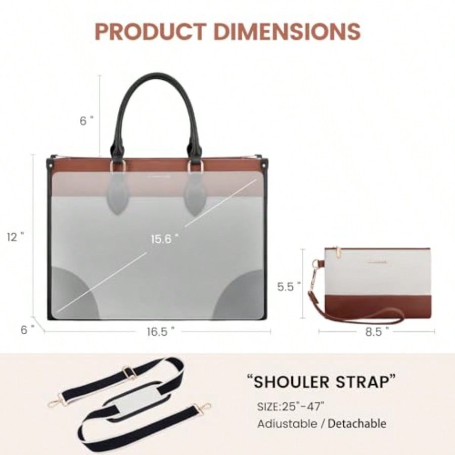 Laptop Bag For Women 15.6 Lnch - Leather Work Bag 评论和价格