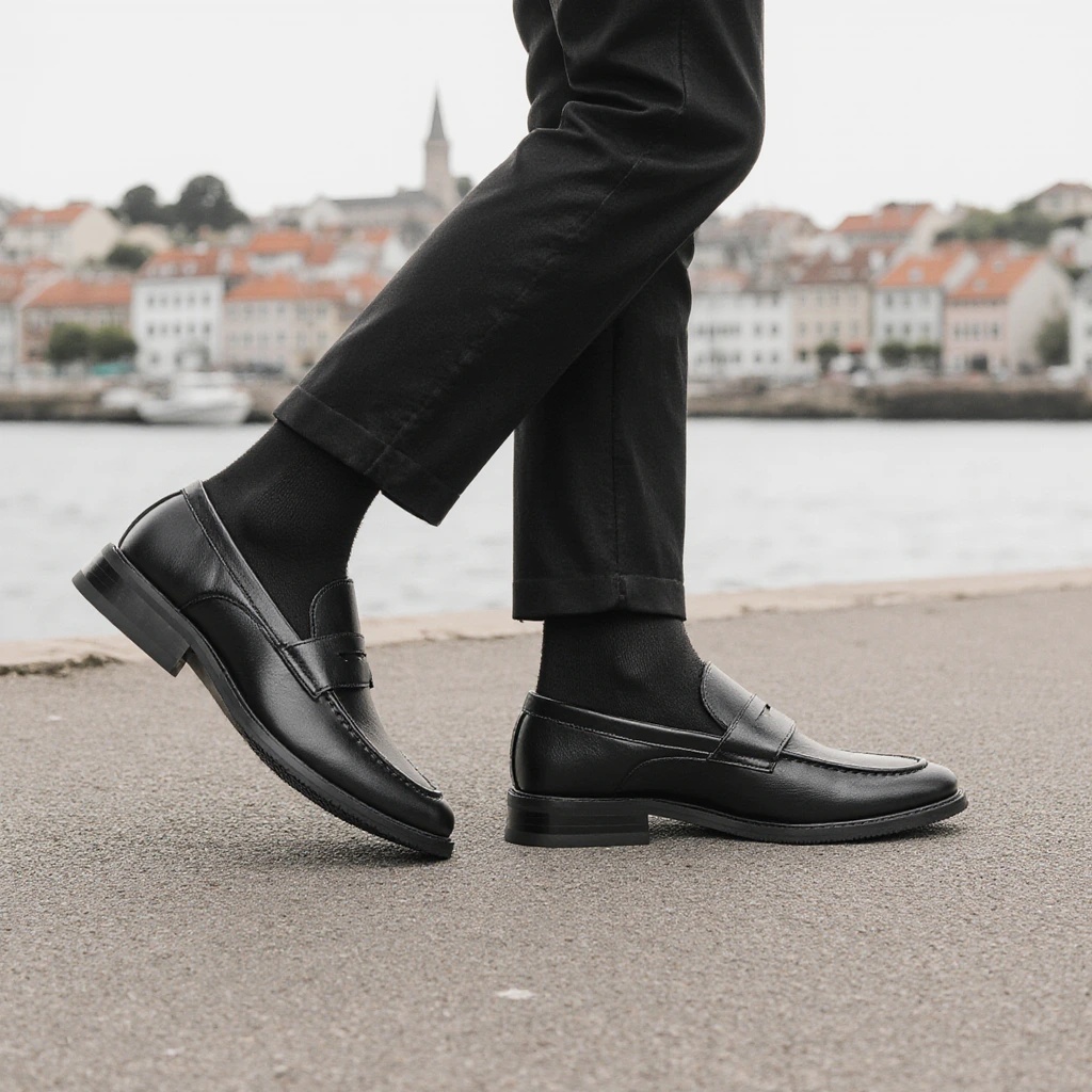 Men's Black Penny Loafers Clas - Leatherworking Classic 评论和价格