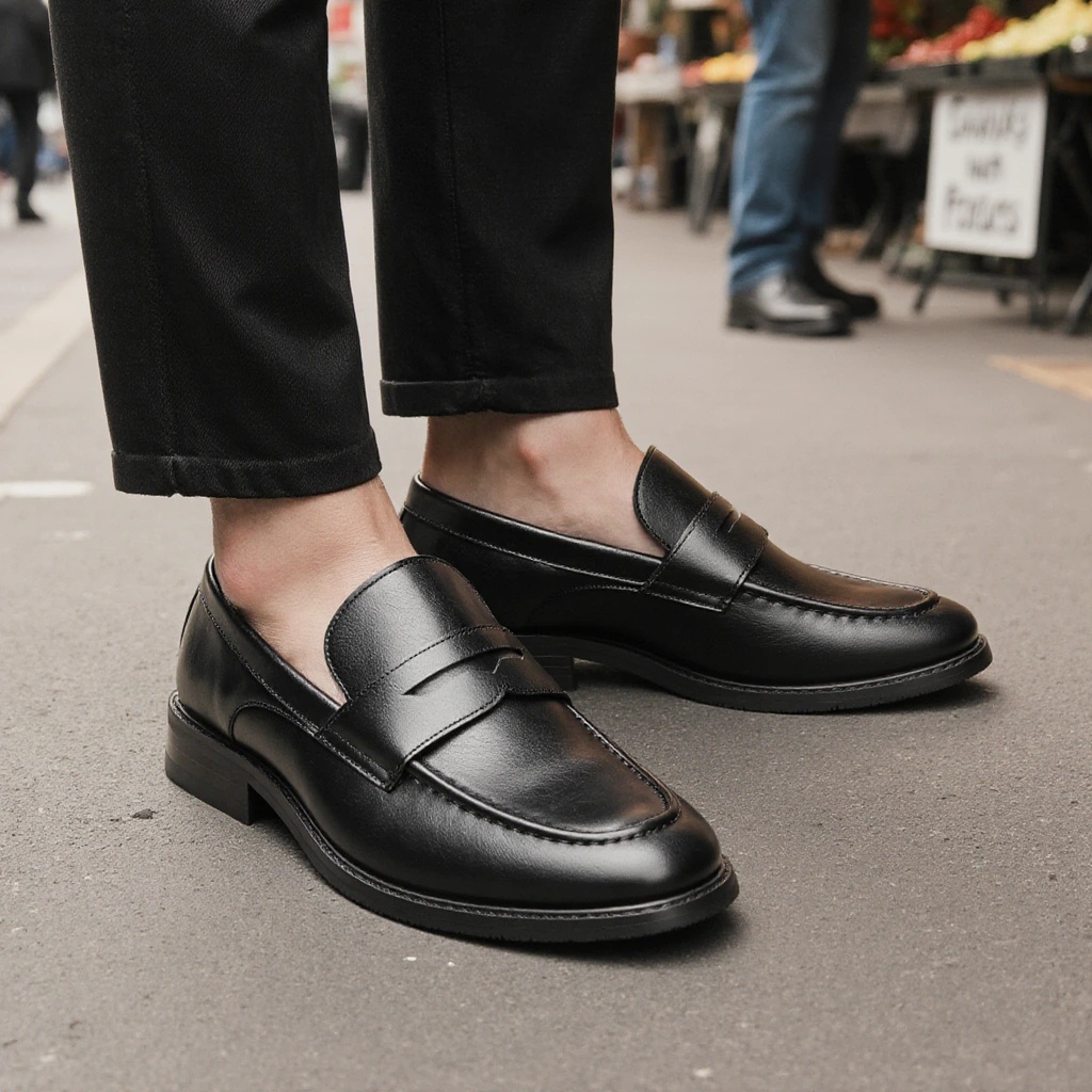 Men's Black Penny Loafers Clas - Leatherworking Classic 评论和价格