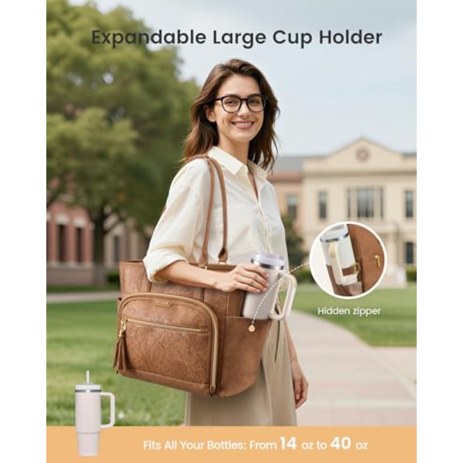 Laptop Tote Bag for Women With - Leather Work Bag 评论和价格