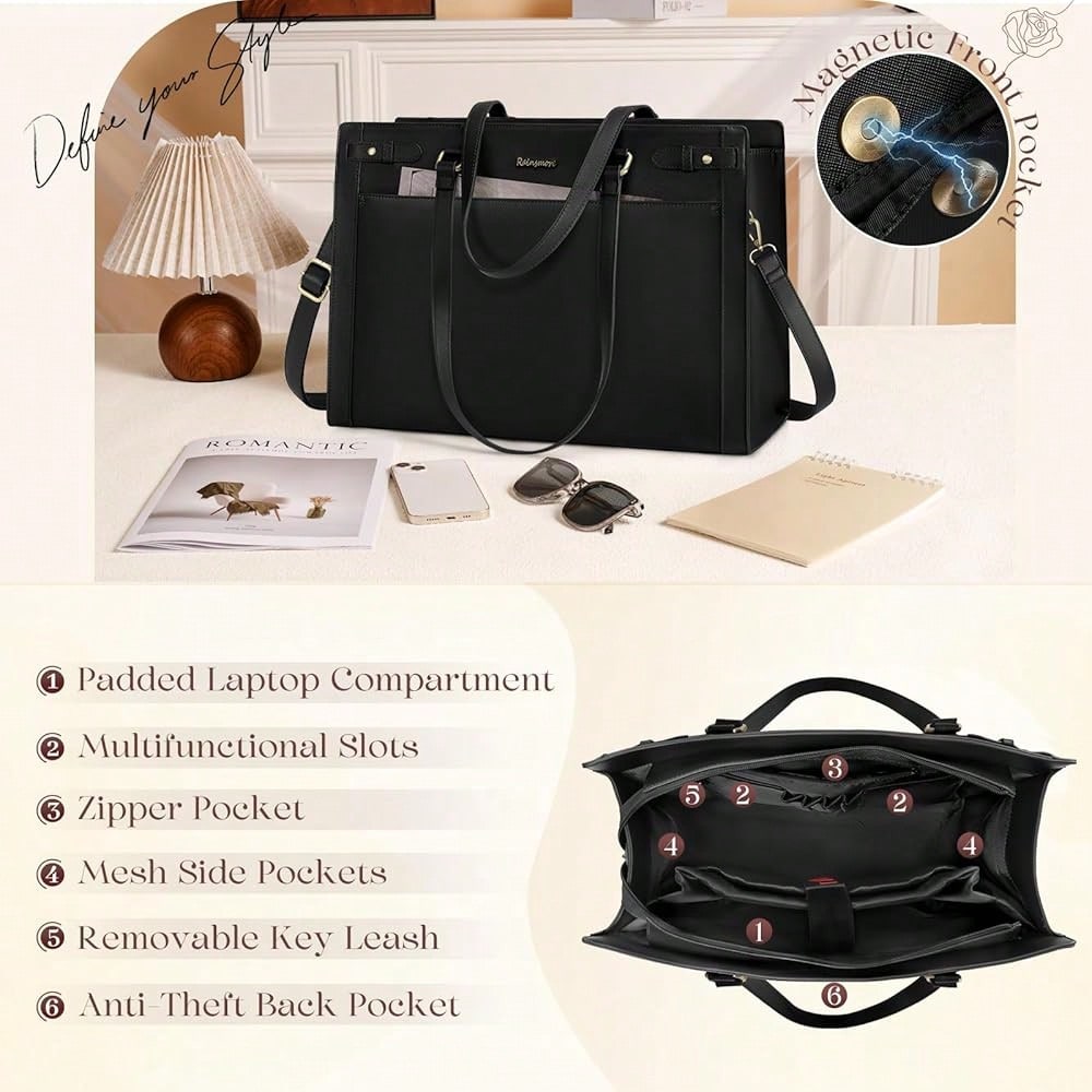 Laptop Bag For Women 15.6 Inch - Leather Work Bag 评论和价格