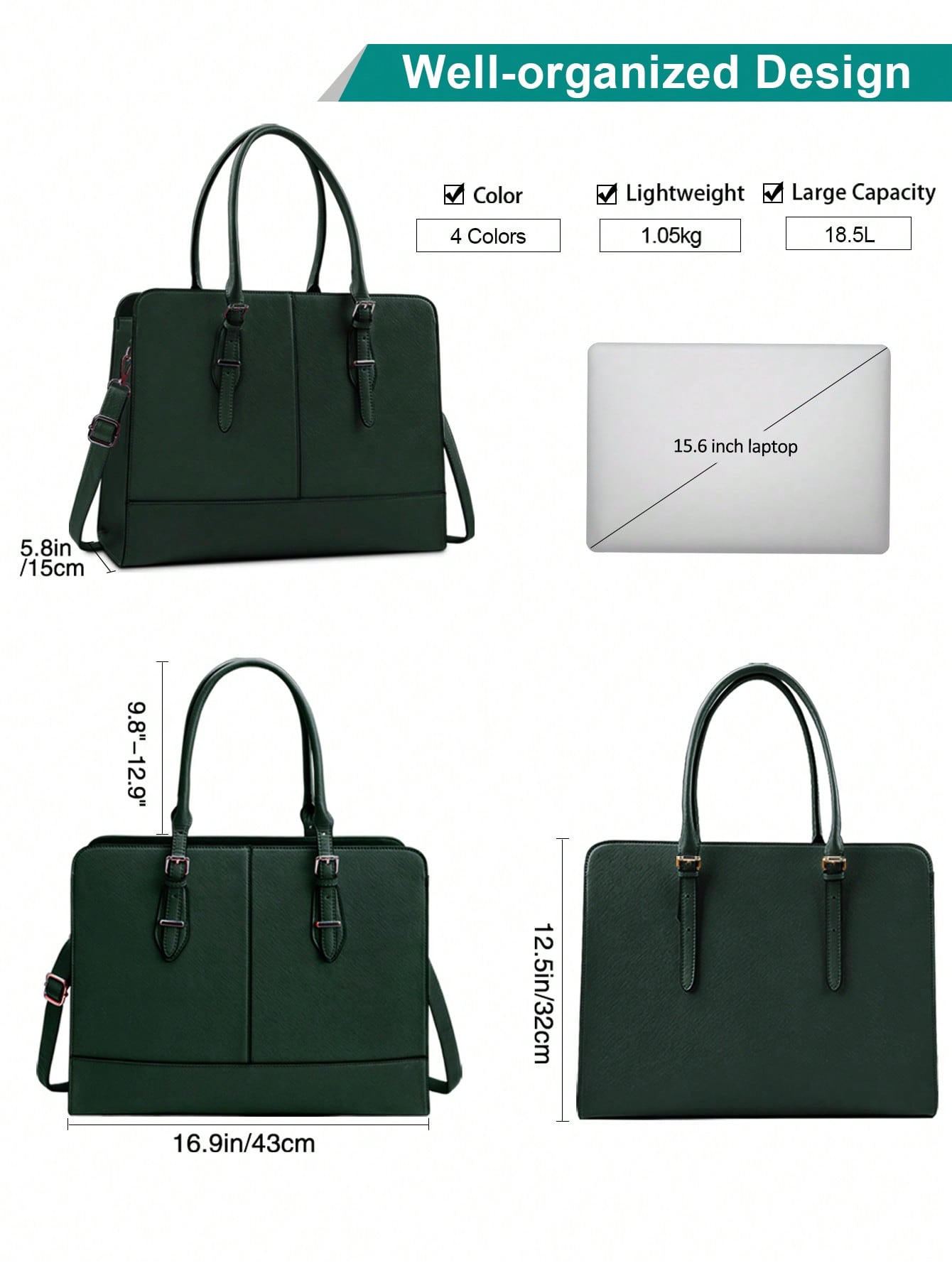 15.6 Inch Leather Laptop Tote  - Leather Work Bag 评论和价格