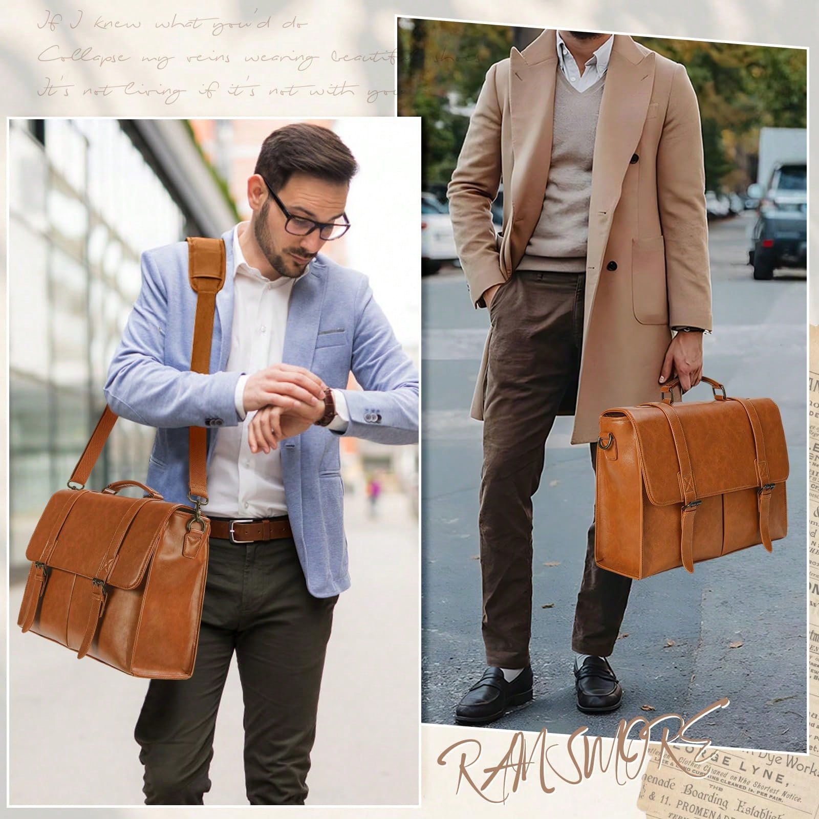 Messenger Bag For Men 15.6 Inc - Leather Work Bag 评论和价格