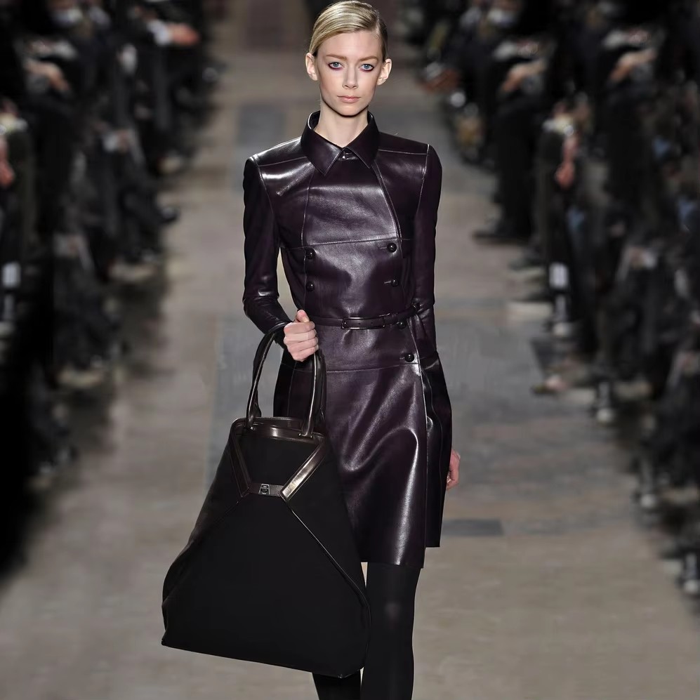 Double-breasted Long Leather T - Leather Work Jacket Women'S 评论和价格