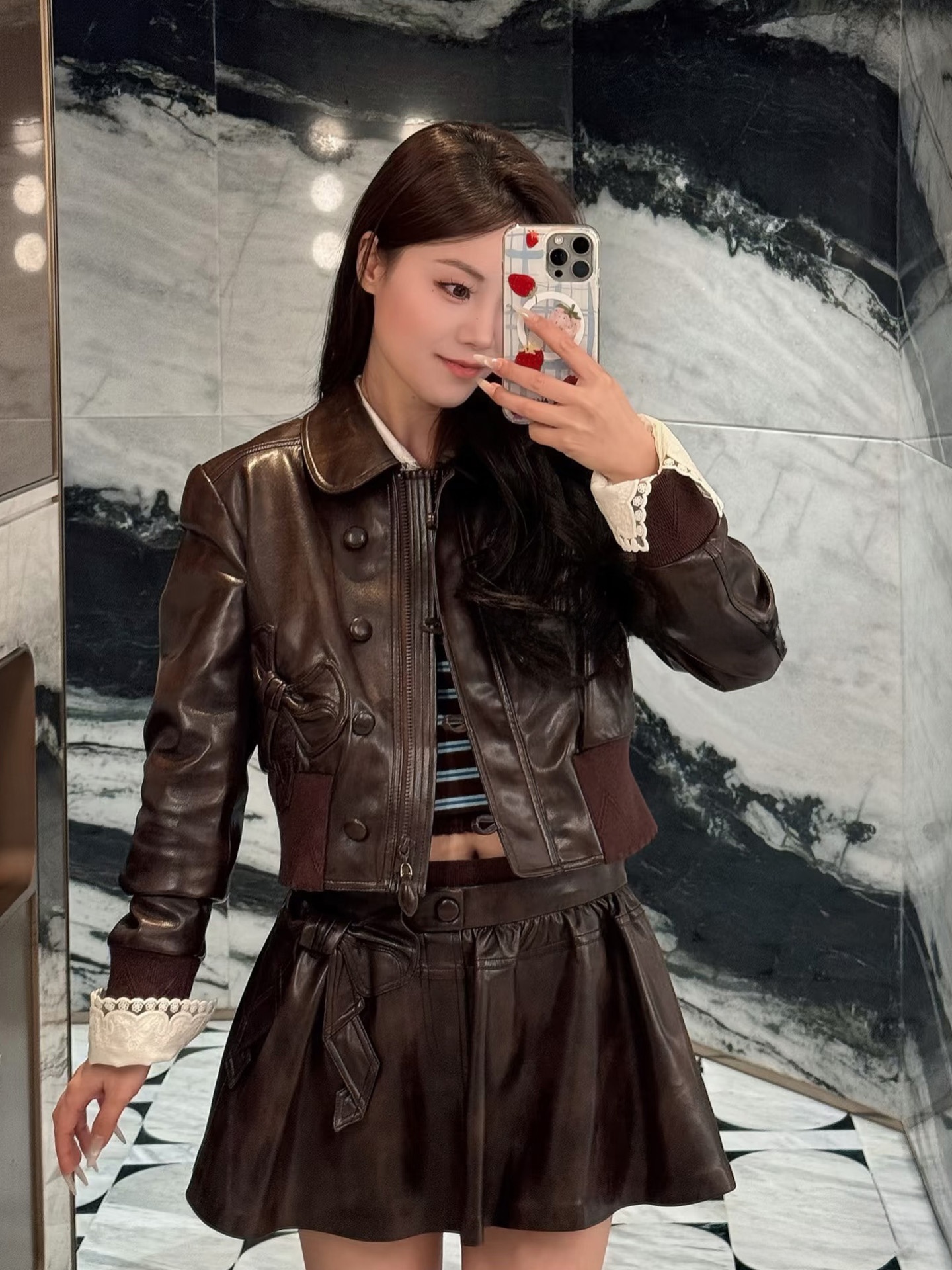 Early Spring Heavy Work Washed - Leather Work Jacket Women'S 评论和价格