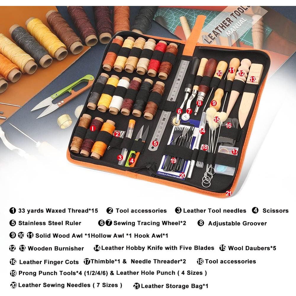Leather Working Tools, Practic - Beginner Leatherwork Kit 评论和价格