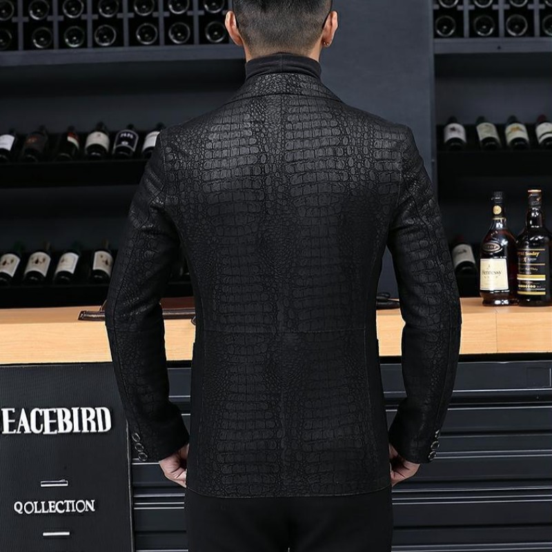 Autumn Business Men Sheepskin  - Leather Work Jacket 评论和价格