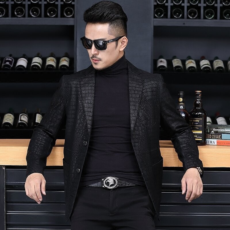 Autumn Business Men Sheepskin  - Leather Work Jacket 评论和价格