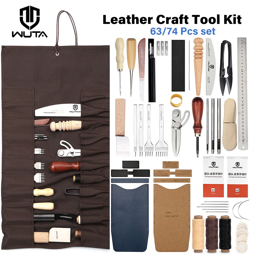 WUTA 63/74PCS Leather Craft Wo - Beginner Leatherwork Kit 评论和价格