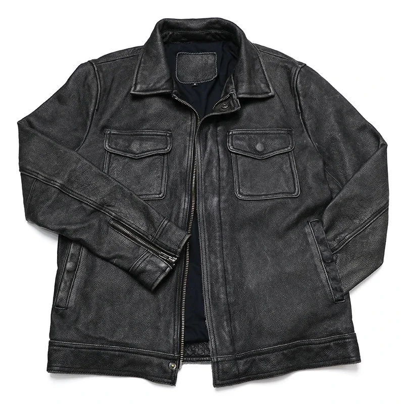 Classical Red Brown Vintage Ge - Leather Work Jacket 评论和价格