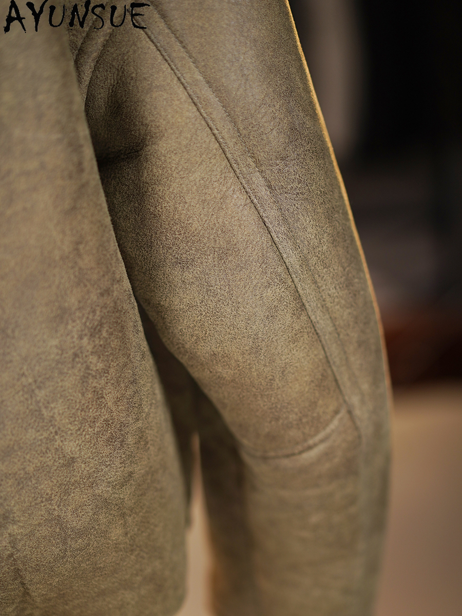 AYUNSUE High-end Natural Fur C - Leather Work Jacket 评论和价格