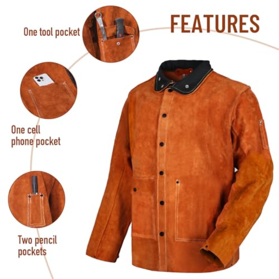 QeeLink Leather Welding Jacket - Leather Work Jacket Women'S 评论和价格