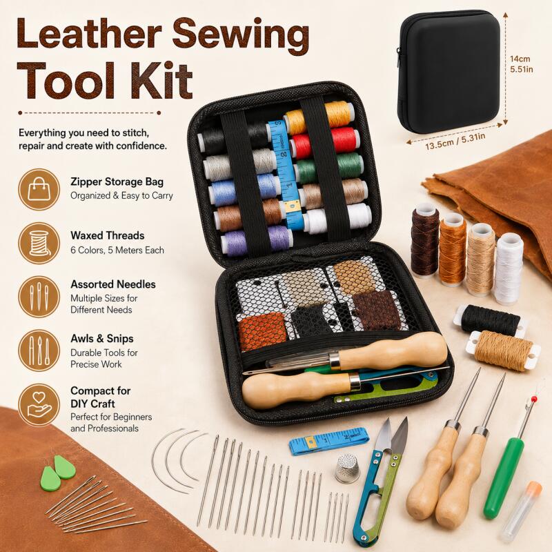 Leather Sewing Kit with Waxed  - Beginner Leatherwork Kit 评论和价格