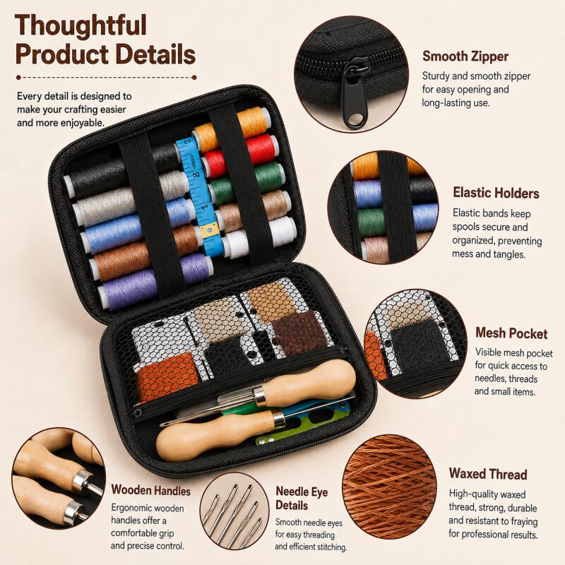 Leather Sewing Kit with Waxed  - Beginner Leatherwork Kit 评论和价格