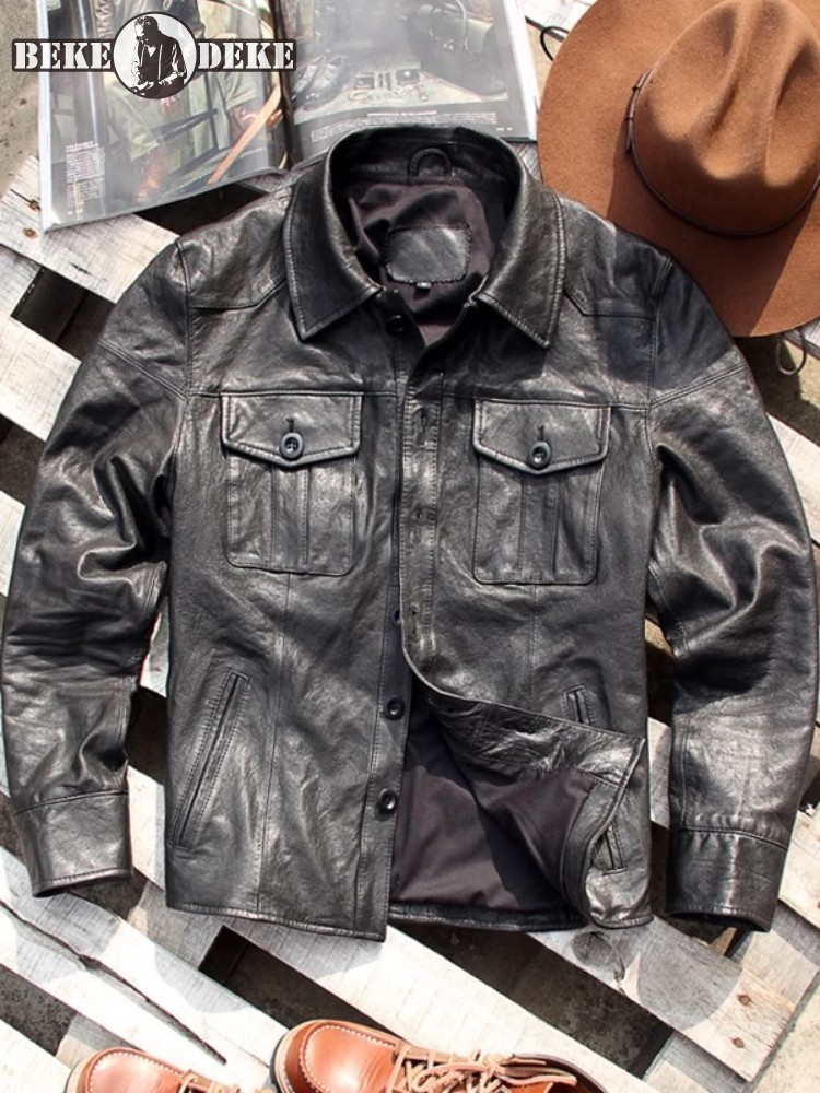Punk Mens Genuine Leather Jack - Leather Work Jacket 评论和价格