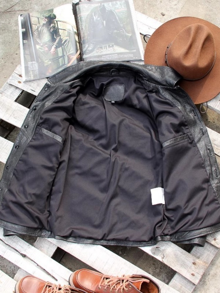 Punk Mens Genuine Leather Jack - Leather Work Jacket 评论和价格