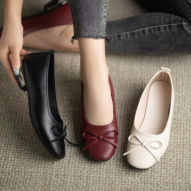 Elegant Bowknot Flat Shoes for - For Leather Work 评论和价格
