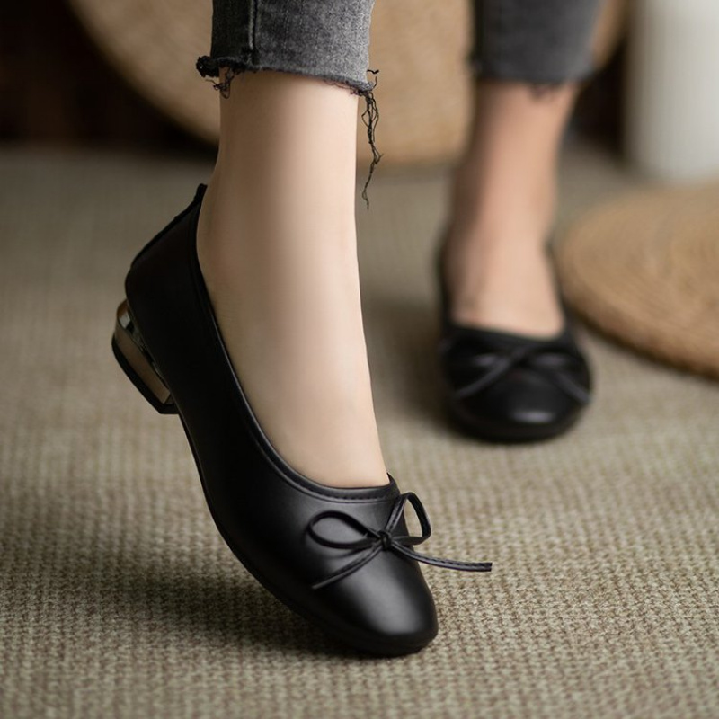 Elegant Bowknot Flat Shoes for - For Leather Work 评论和价格