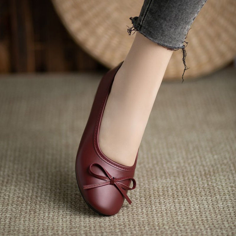 Elegant Bowknot Flat Shoes for - For Leather Work 评论和价格