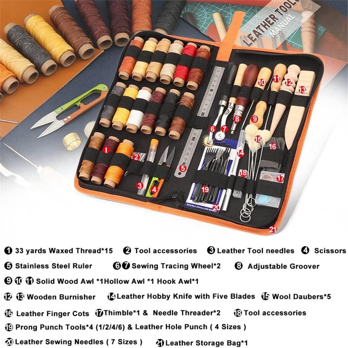 2026 NEW 66Pcs Leather Working - Beginner Leatherwork Kit 评论和价格