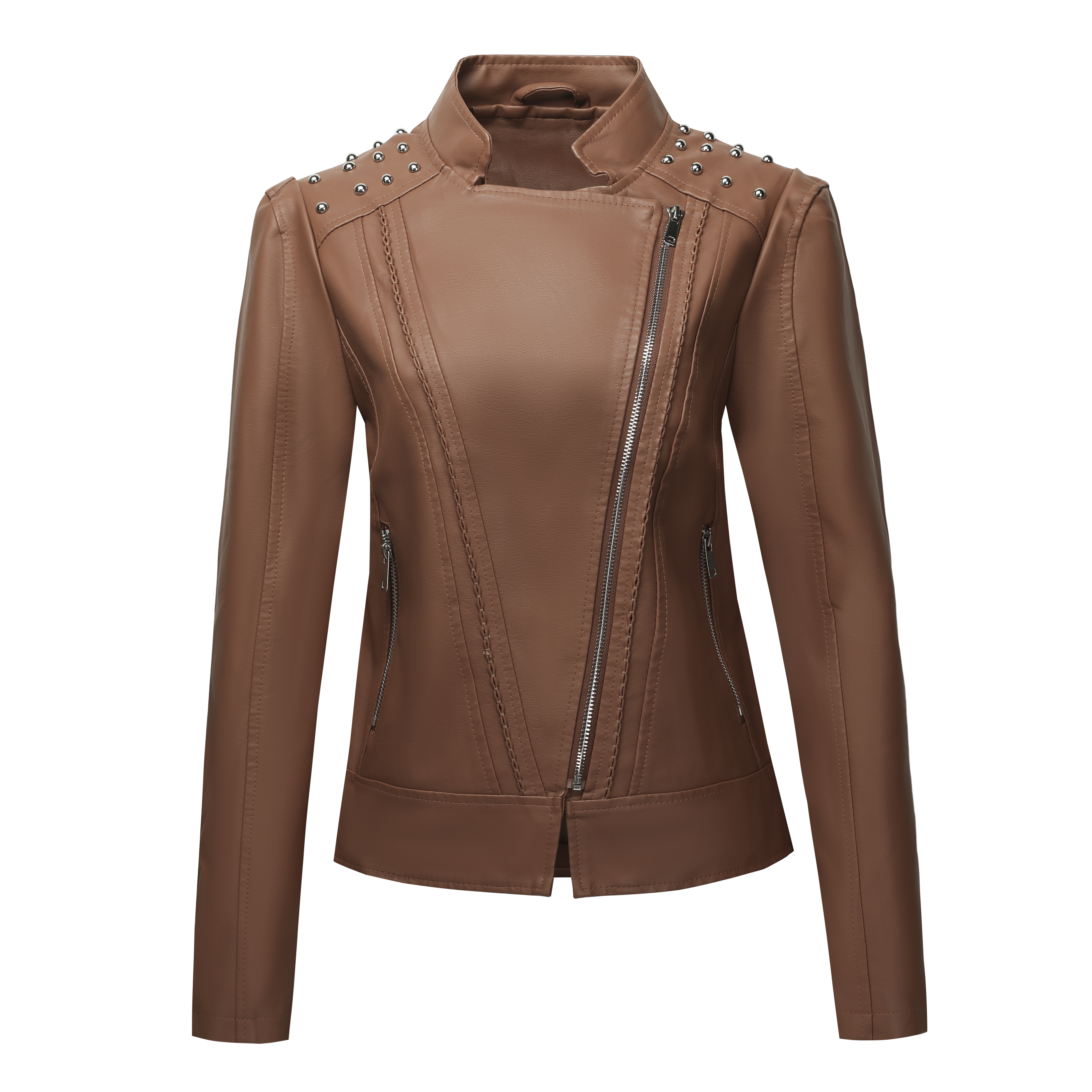 Ladies' PU LeatherJacket Zip-U - Leather Work Jacket Women'S 评论和价格