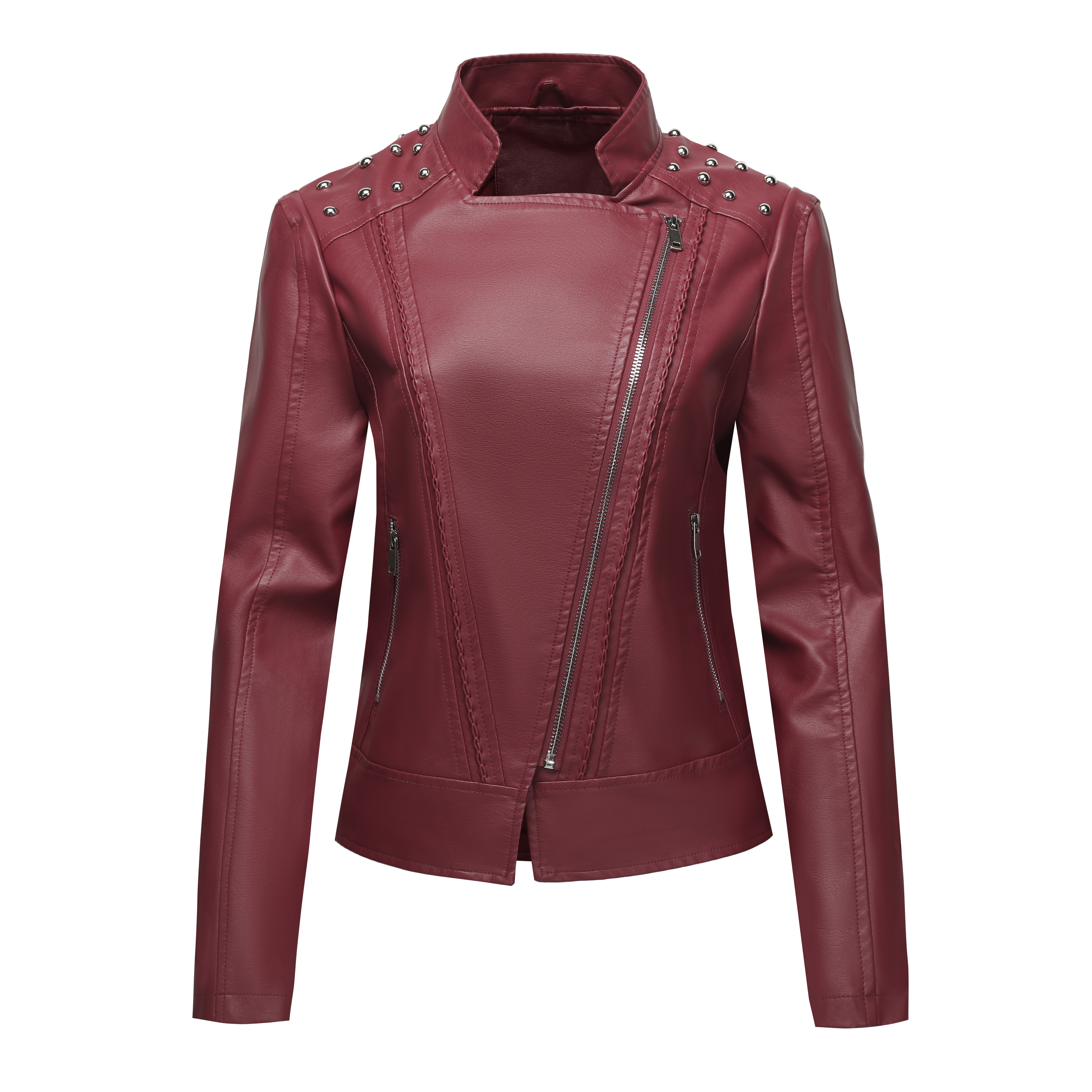 Ladies' PU LeatherJacket Zip-U - Leather Work Jacket Women'S 评论和价格