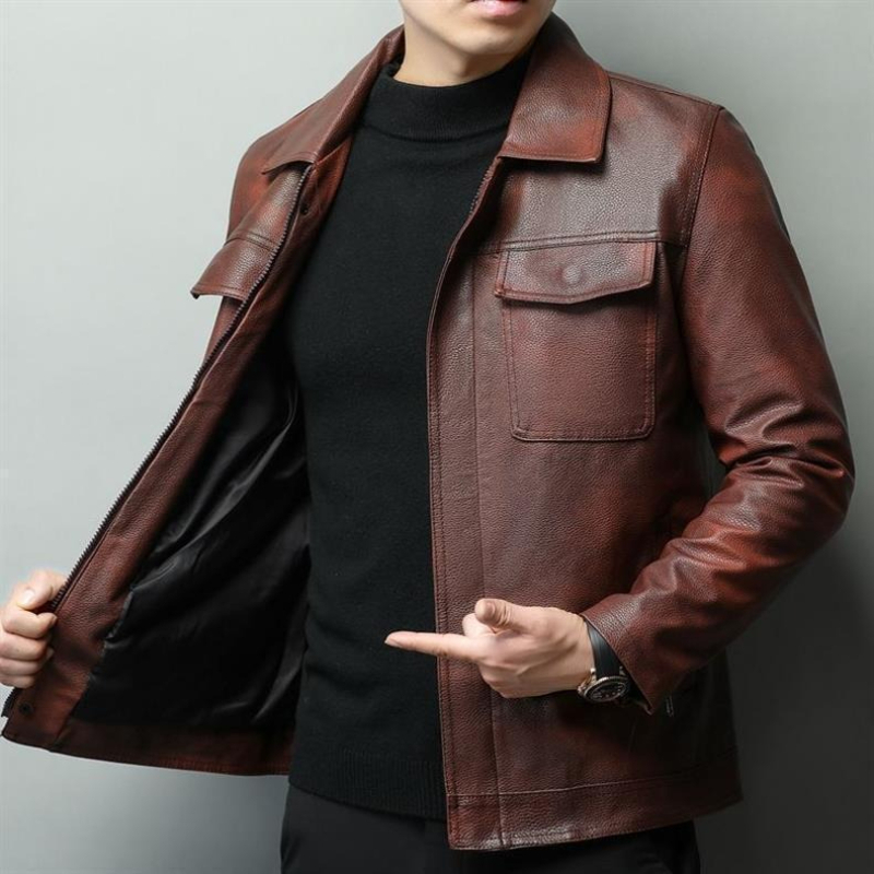 Vintage Brown Cowhide Leather  - Leather Work Jacket 评论和价格