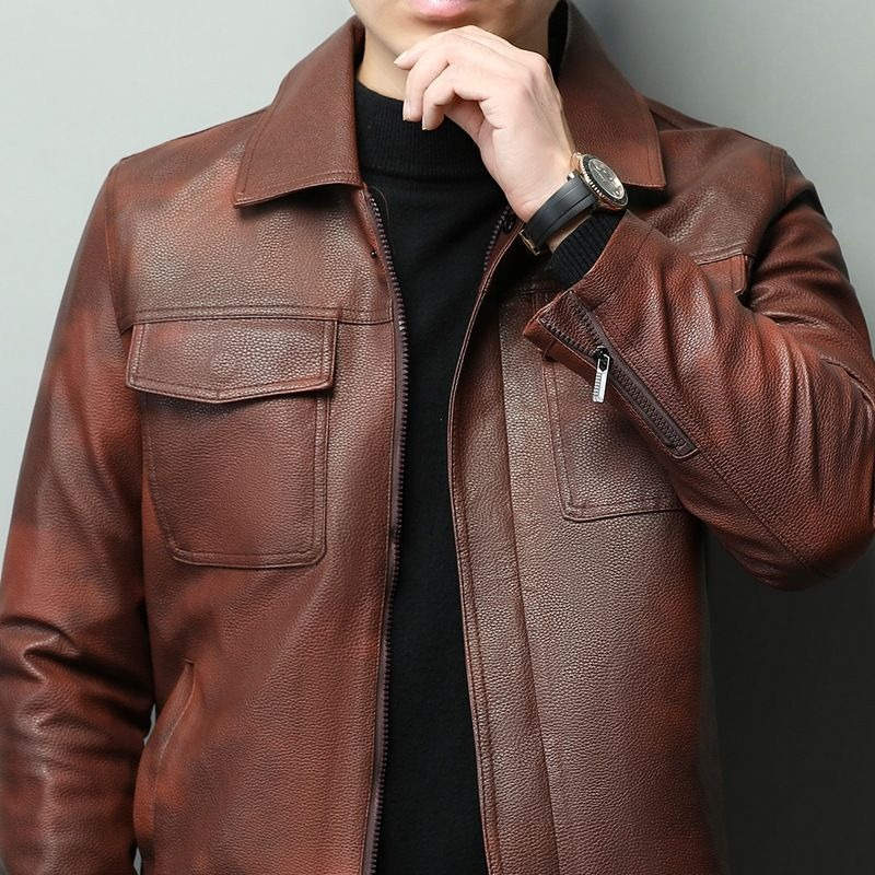 Vintage Brown Cowhide Leather  - Leather Work Jacket 评论和价格